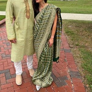 Green and Gold Patterned Sari
